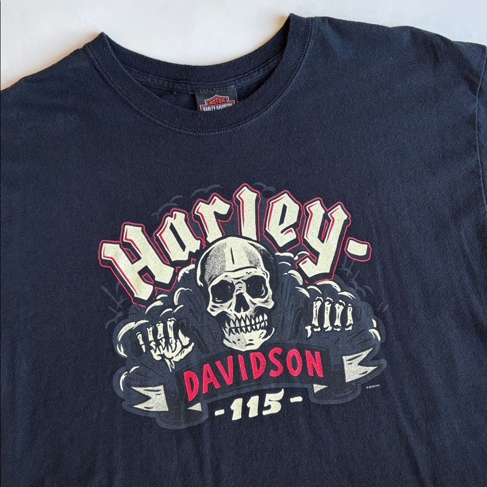 Harley-Davidson 115 Year Anniversary Skull Skeleton Biker Black Tshirt Men Large